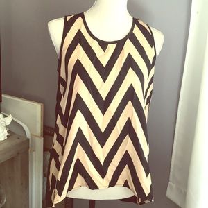 Black and Tan Sleeveless Blouse